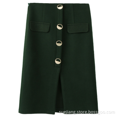Casual Office Ladies Long Woolen Skirt